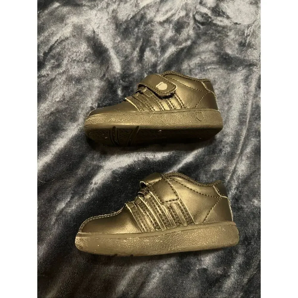 K-Swiss Toddler Size 4 Black Uniform School Shoes Hook & Loop Sneakers EUC